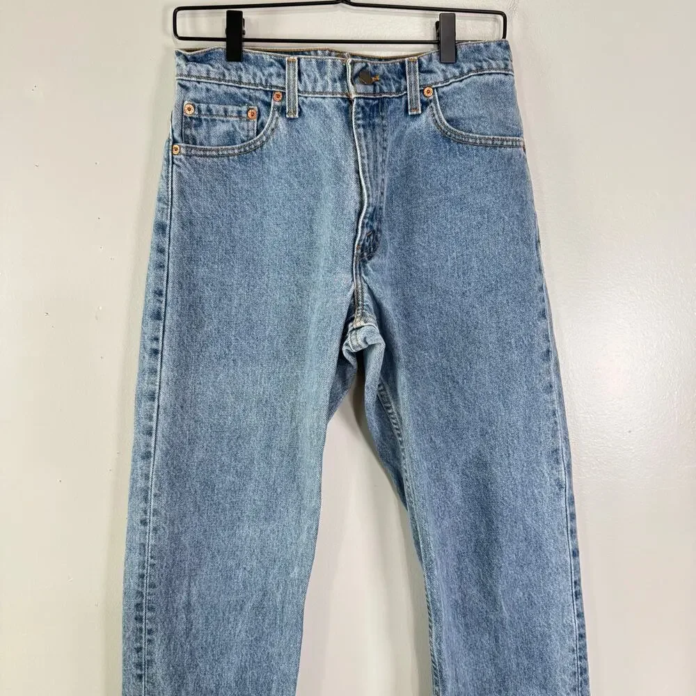 VTG Levis 550 Relaxed Fit Tapered Leg Jeans Mens W30 L32 Light Wash Y2K 1996